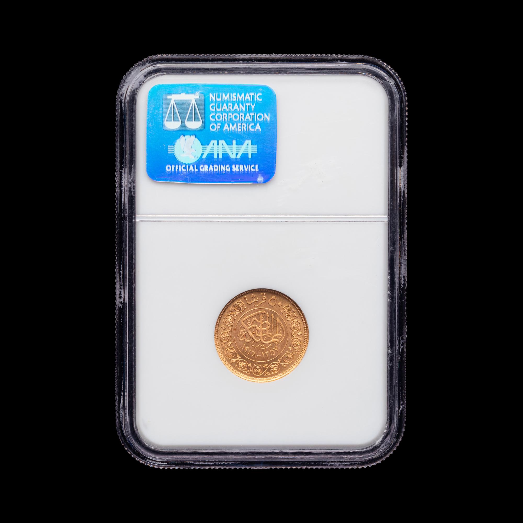 [EGYPT] A 1938 (AH 1357) Royal Wedding 50-Piastres Gold Coin (NGC MS65)