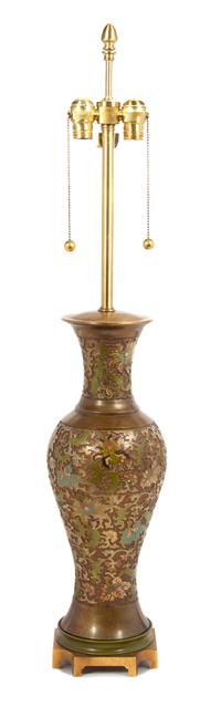A Chinese Cloisonne Baluster-form Vase Height 40 1/2 inches overall. — 20TH CENTURY