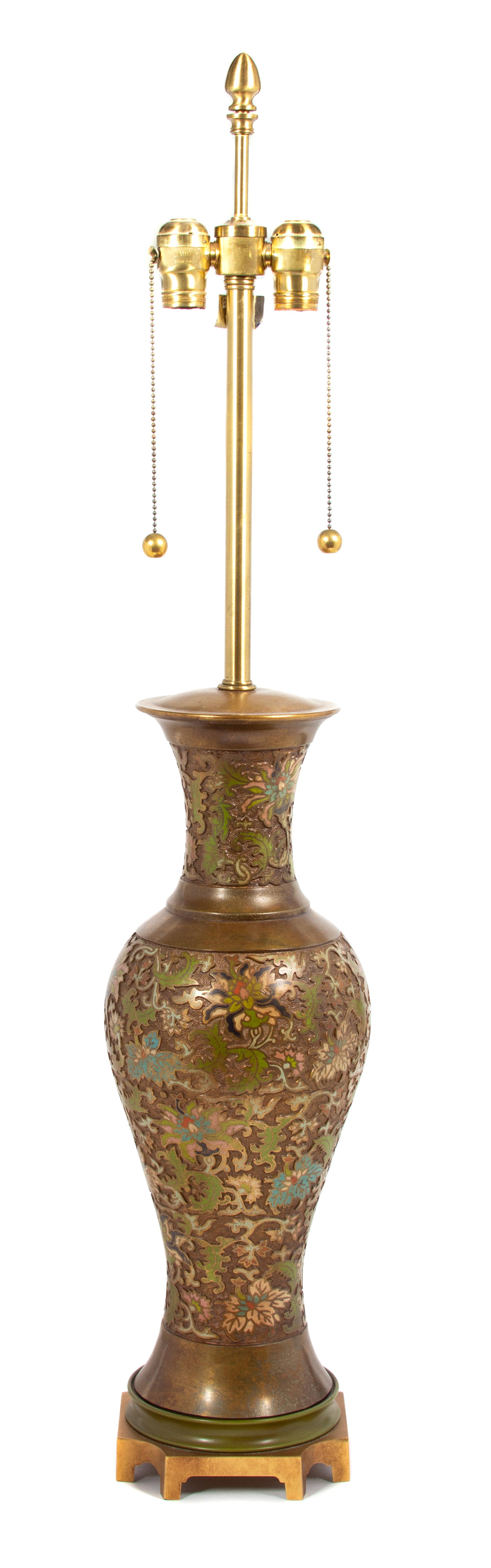 A Chinese Cloisonne Baluster-form Vase Height 40 1/2 inches overall. — 20TH CENTURY