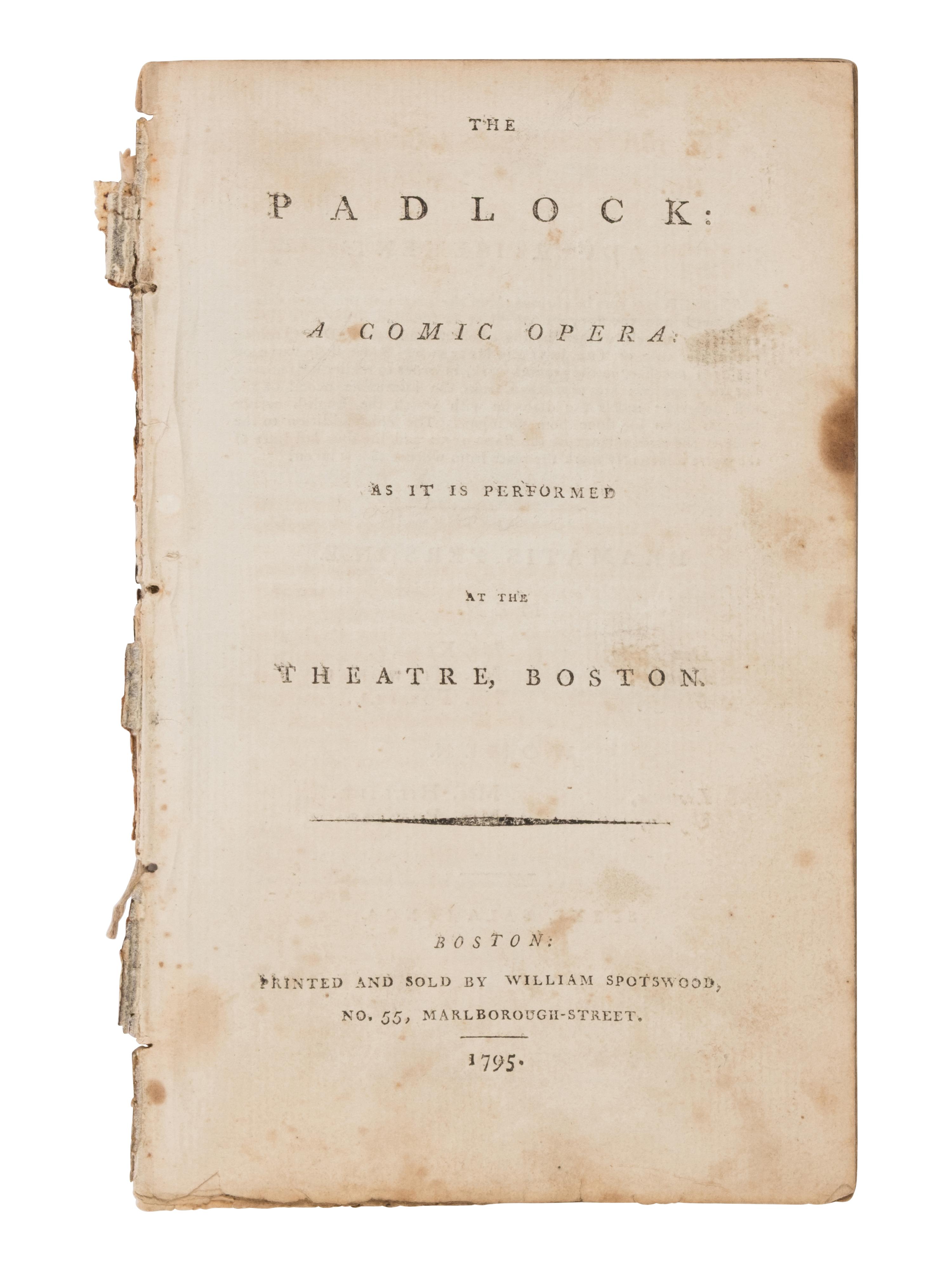 [African-Americana] Dibdin, Charles. The Padlock: A Comic Opera