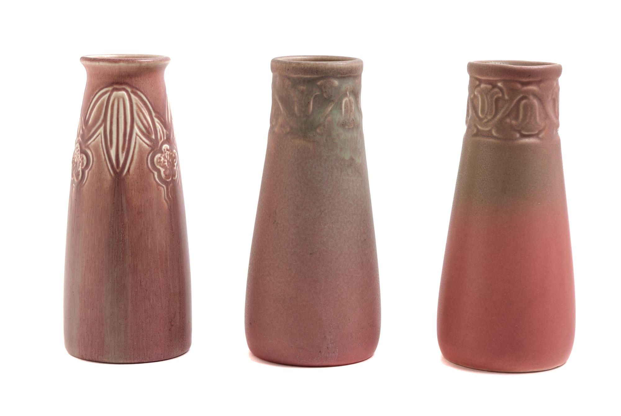 Three Rookwood Production Pottery Vases Height 6 1/4 inches. — TWO 1926, ONE 1926