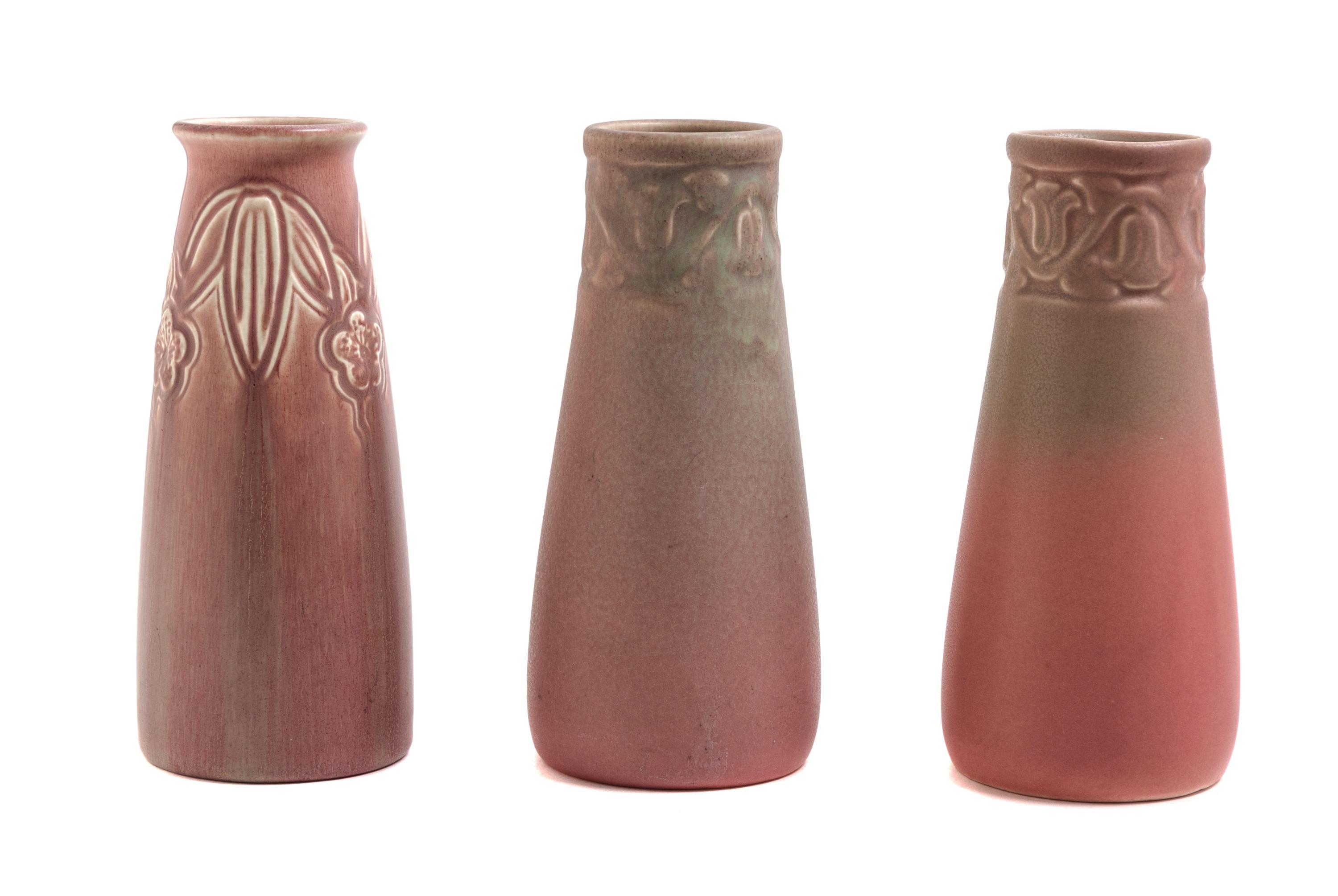 Three Rookwood Production Pottery Vases Height 6 1/4 inches. — TWO 1926, ONE 1926