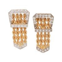 BICOLOR GOLD AND DIAMOND BUCKLE EARCLIPS
