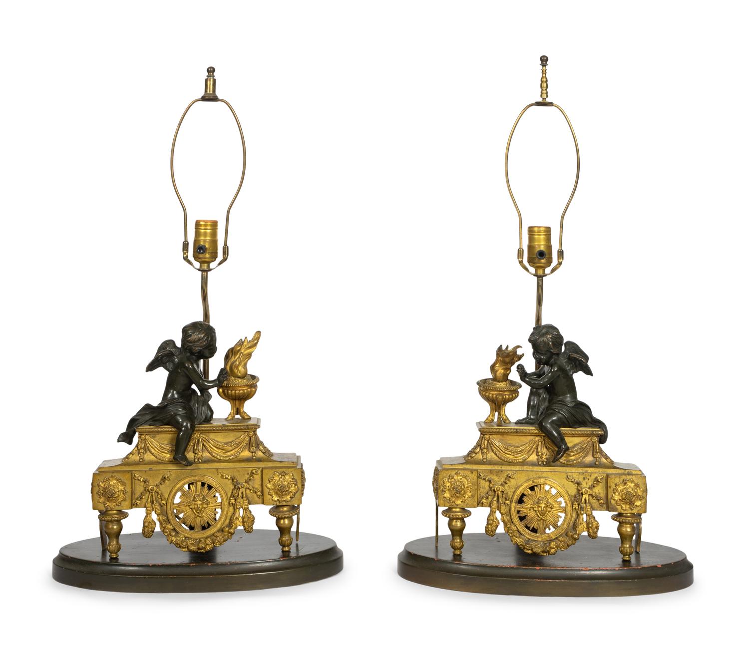 A Pair of Belle Époque Gilt Bronze Chenets