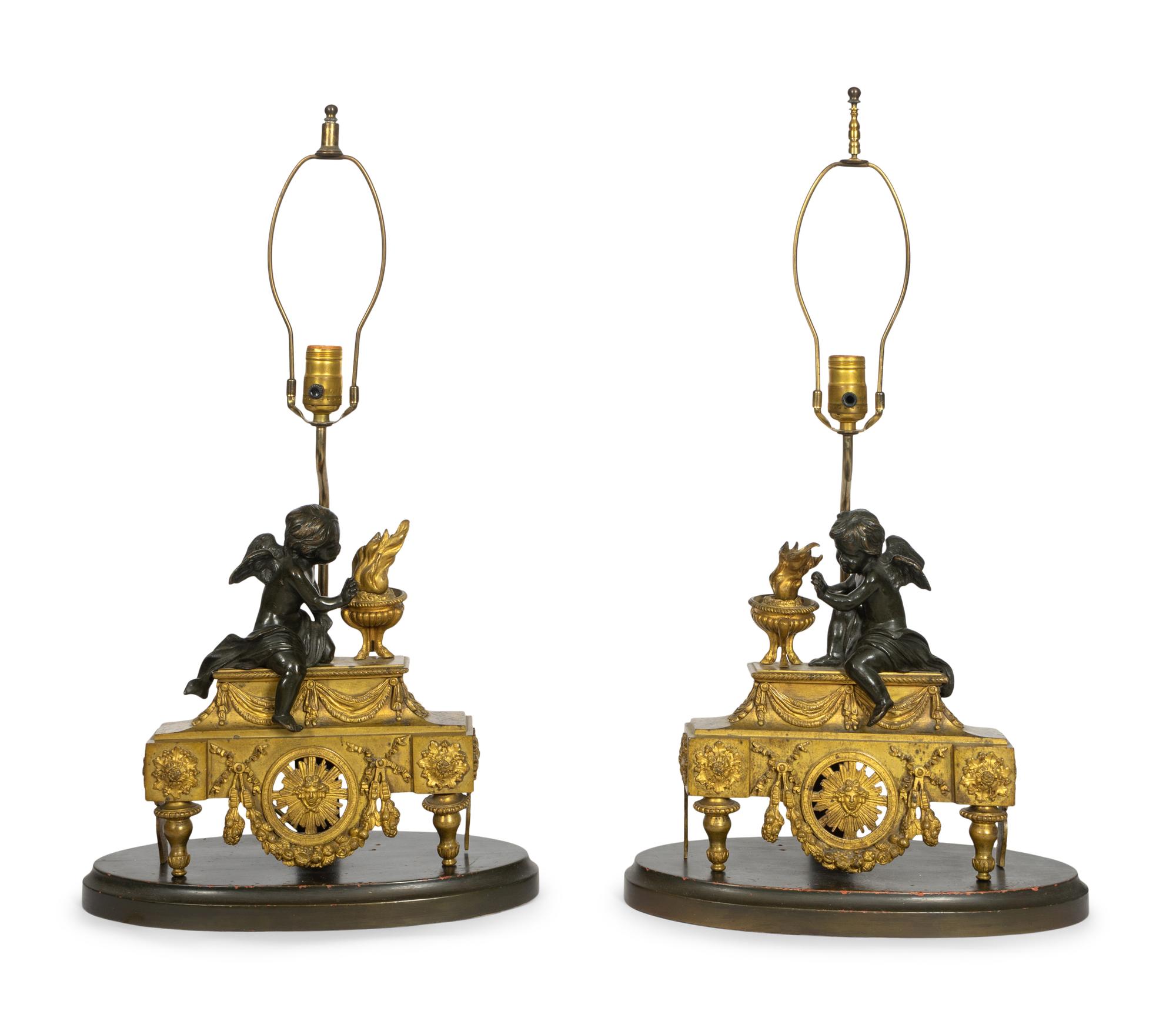 A Pair of Belle Époque Gilt Bronze Chenets