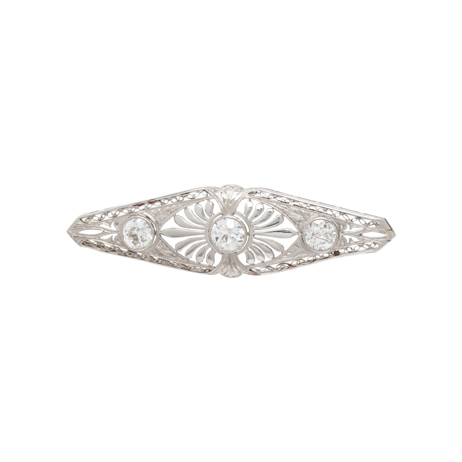 PLATINUM AND DIAMOND BAR BROOCH