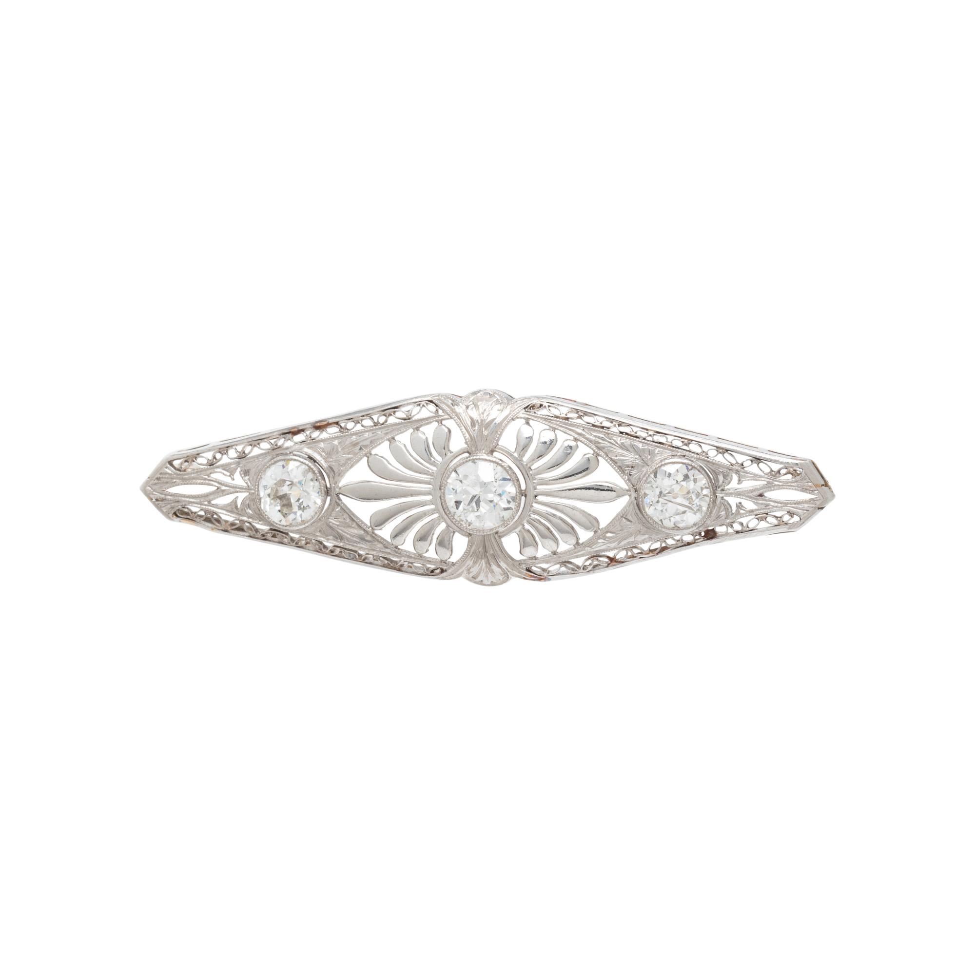 PLATINUM AND DIAMOND BAR BROOCH