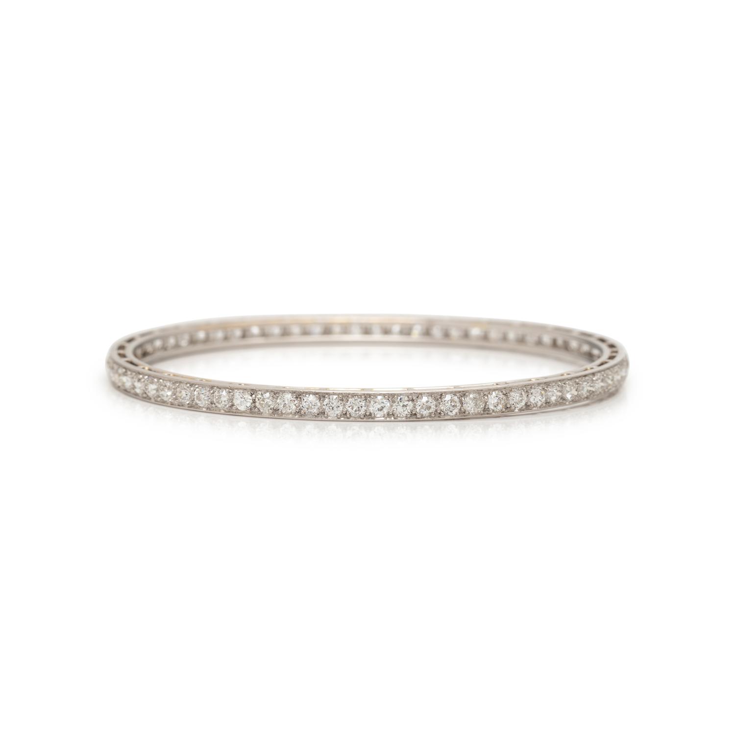 ART DECO, PLATINUM AND DIAMOND BANGLE BRACELET
