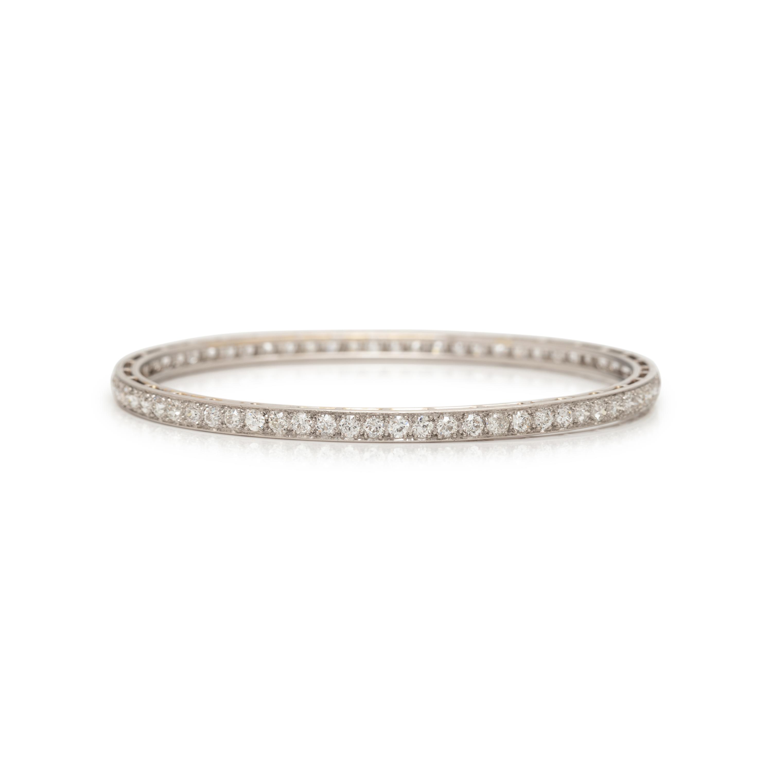 ART DECO, PLATINUM AND DIAMOND BANGLE BRACELET