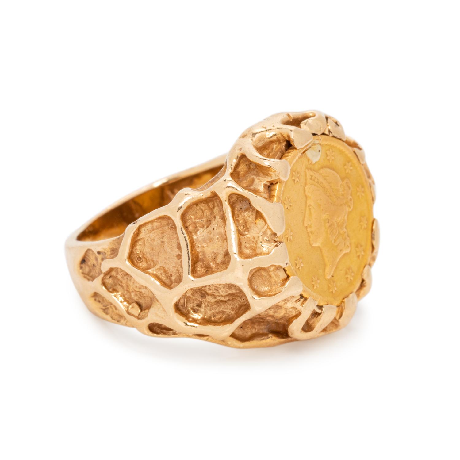 YELLOW GOLD, U.S. $1 LIBERTY COIN RING
