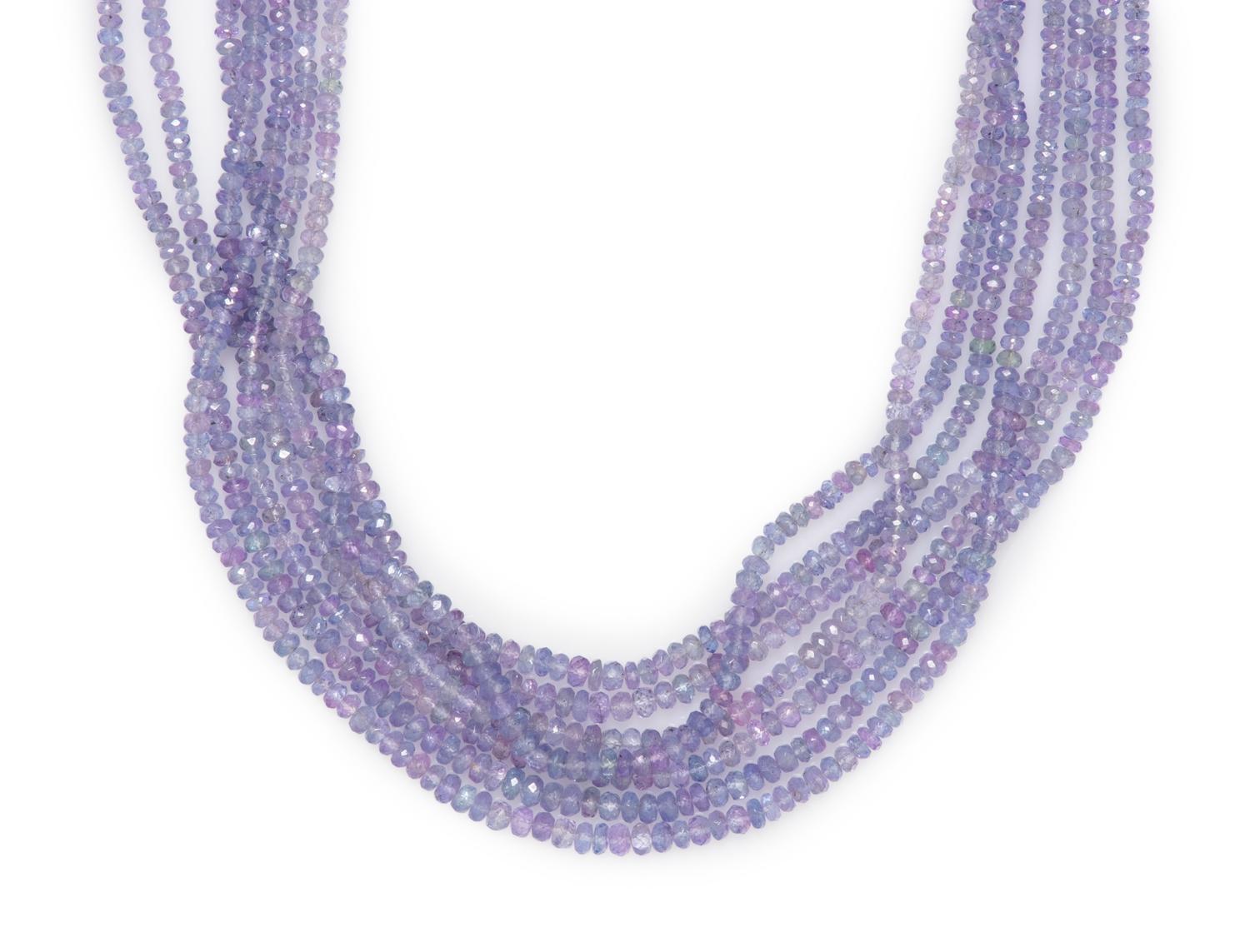 TANZANITE MULTISTRAND BEAD NECKLACE