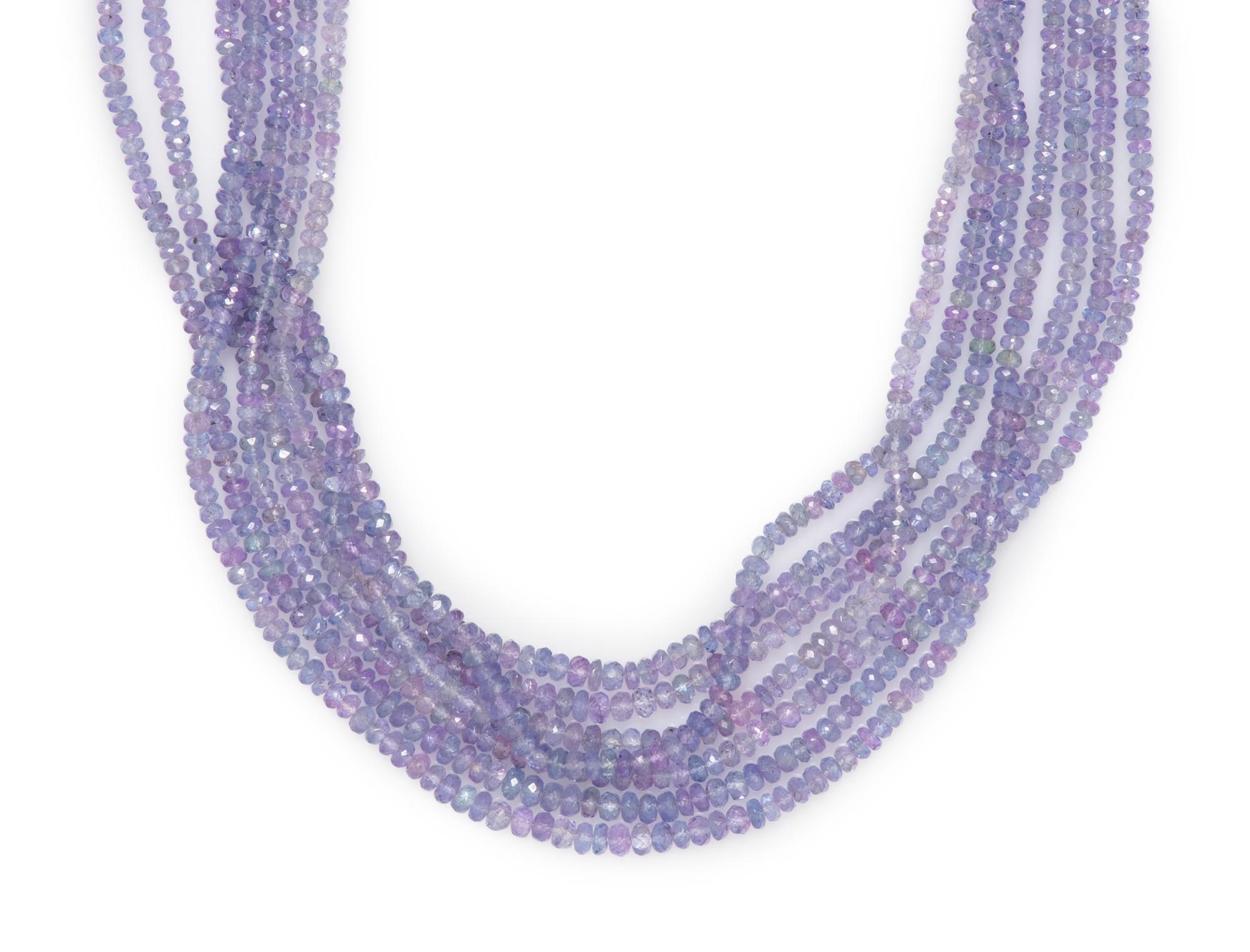 TANZANITE MULTISTRAND BEAD NECKLACE