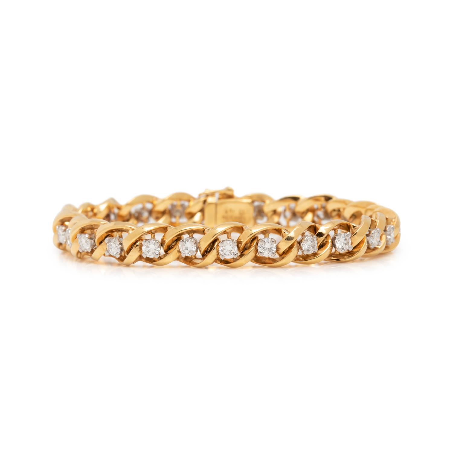 OSCAR HEYMAN, YELLOW GOLD AND DIAMOND BRACELET