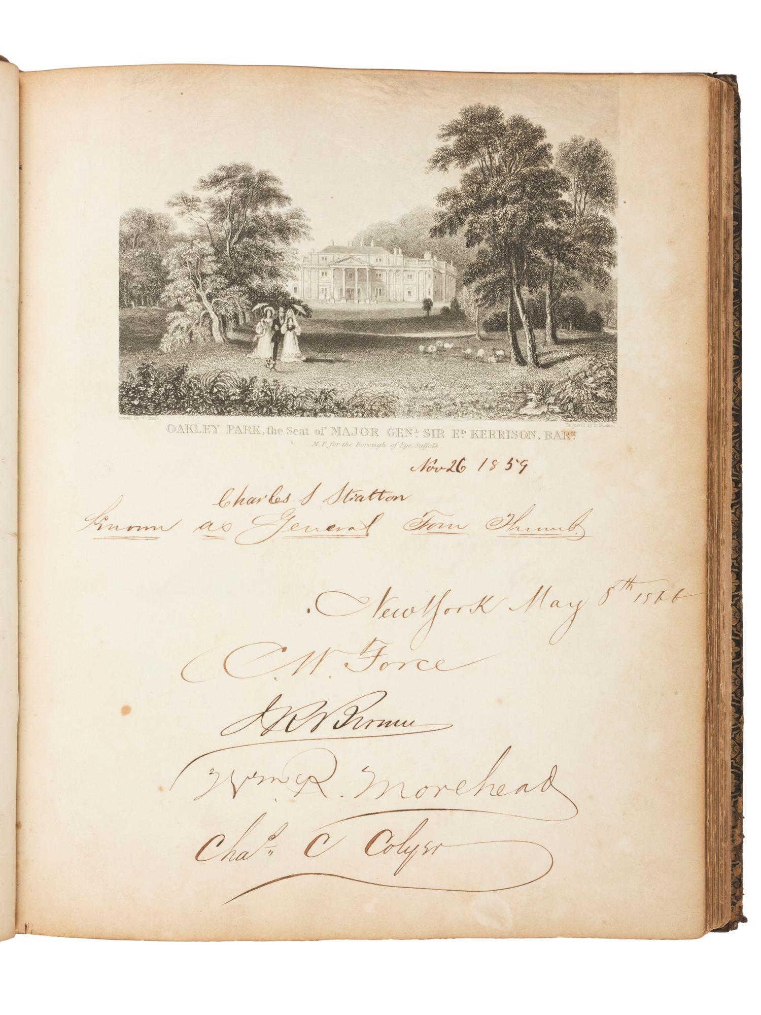 America in Manuscript BARNUM, Phineas Taylor (1810-1891). Autograph album compiled and inscribed by P.T. Barnum, with signatures of Tom Thumb and Edwin Booth.