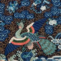 Three Chinese Silk 'Peacock' Rank Badges, 19th Century 清中晚期 緙絲、刺綉三品文官孔雀補子三幅