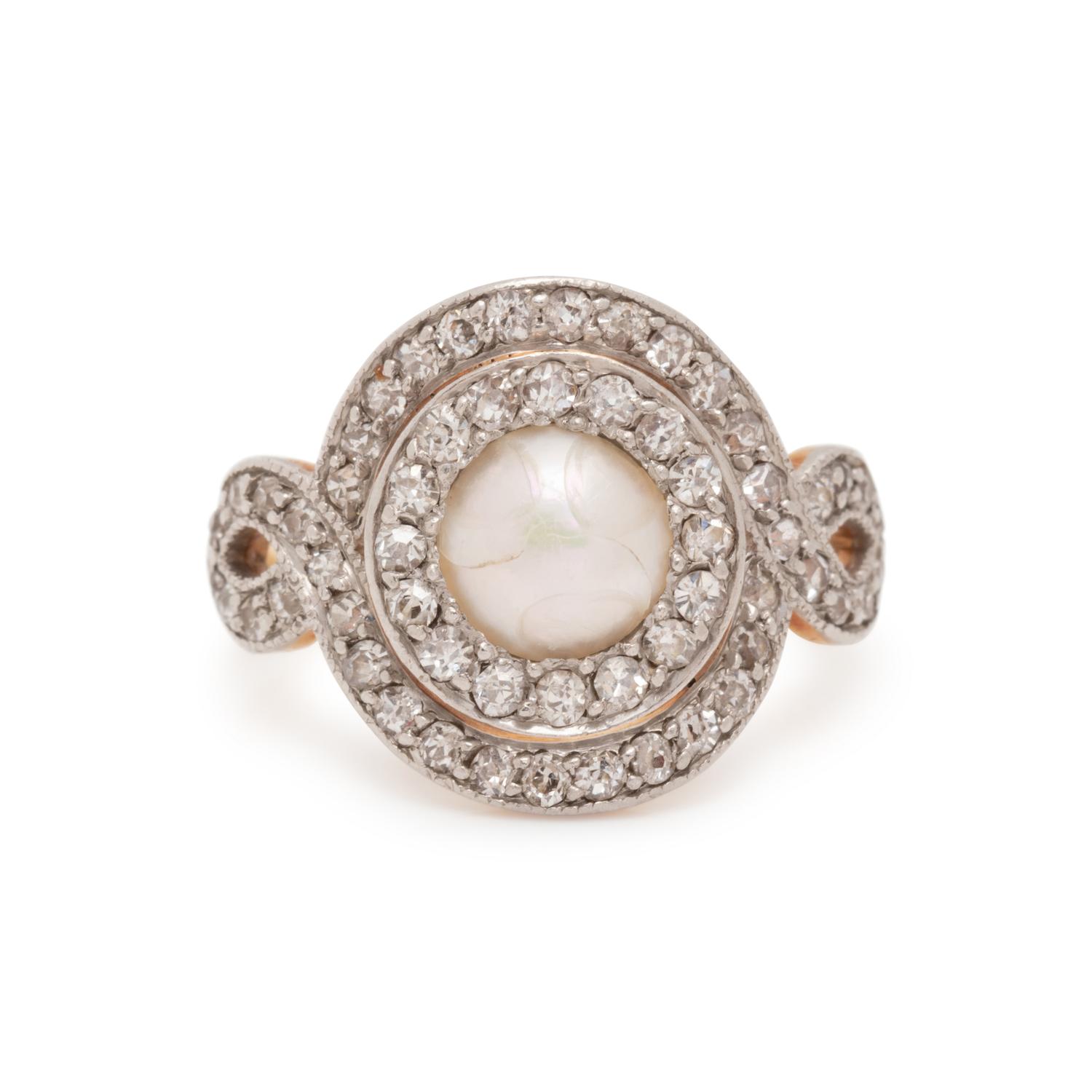 ANTIQUE, PEARL AND DIAMOND RING