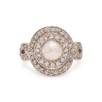 ANTIQUE, PEARL AND DIAMOND RING