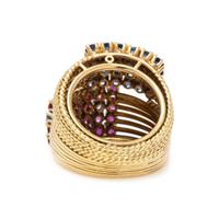 YELLOW GOLD, RUBY, SAPPHIRE AND DIAMOND RING