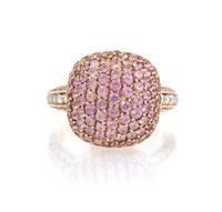 An 18 Karat Rose Gold, Pink Sapphire and Diamond Ring, 4.90 dwts.