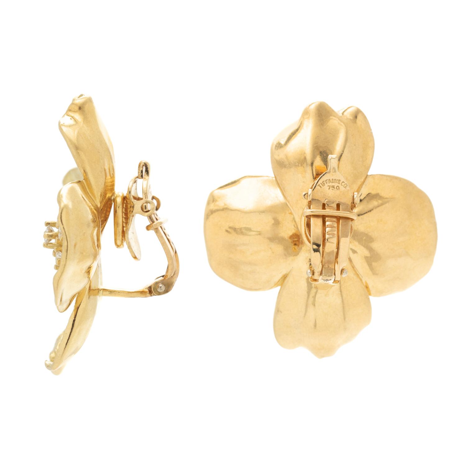 TIFFANY & CO., DIAMOND DOGWOOD FLOWER EARCLIPS