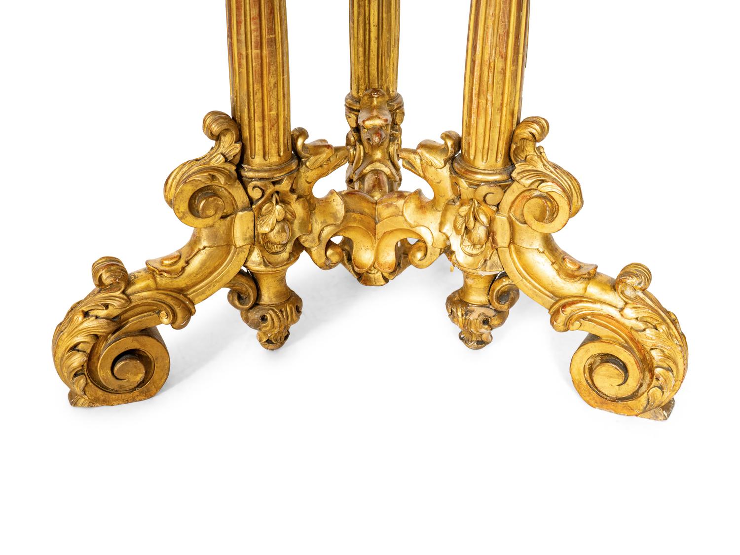 A Florentine Carved Giltwood and Scagliola Top Center Table
