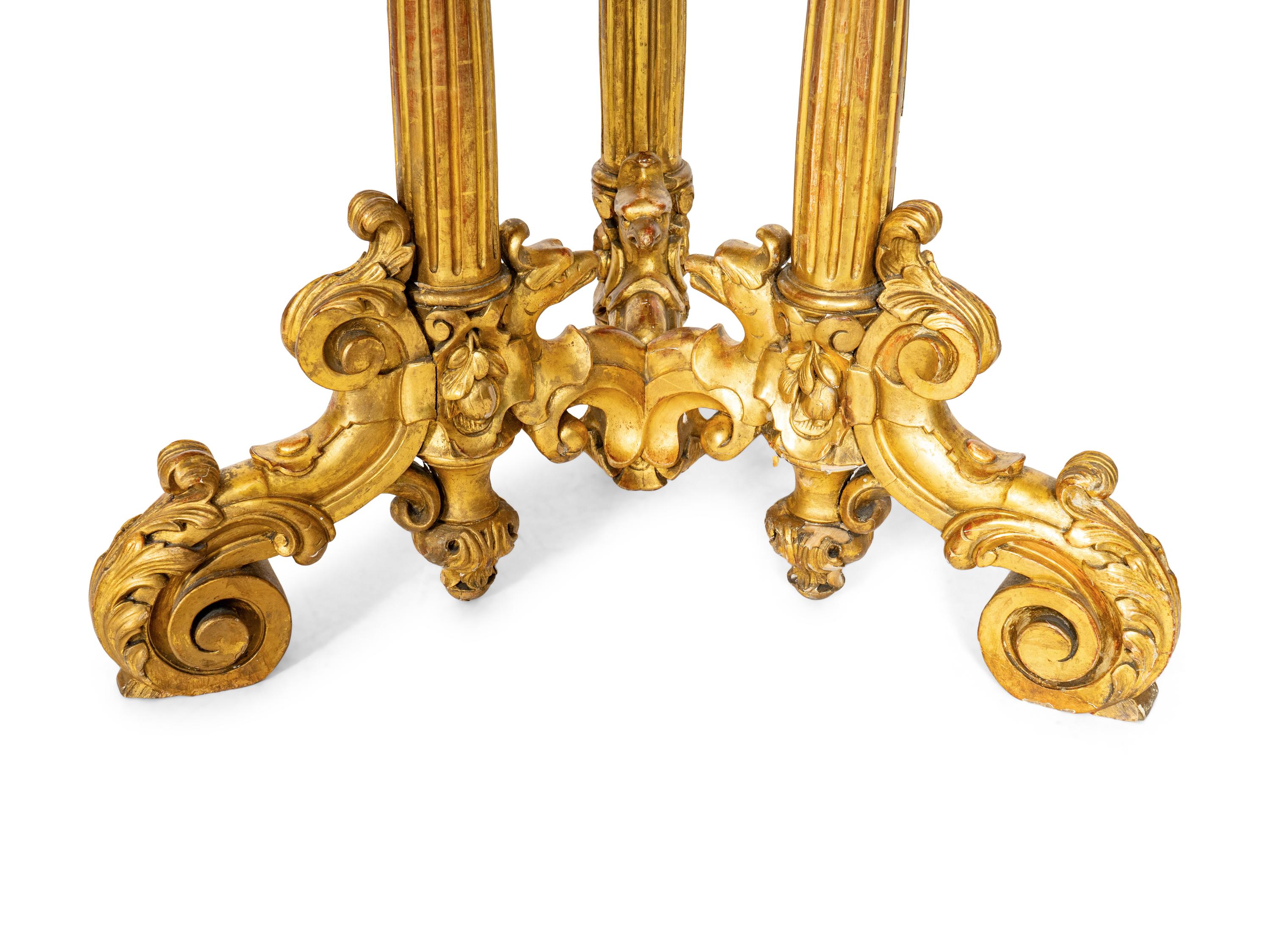 A Florentine Carved Giltwood and Scagliola Top Center Table