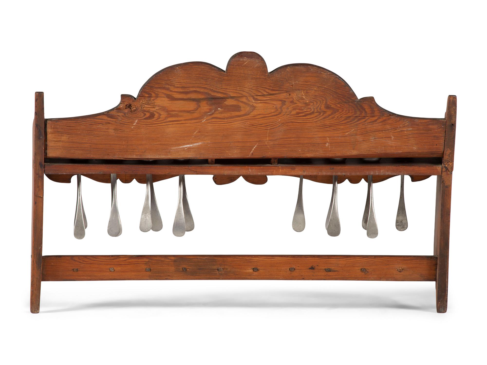 A Carved Pine Spoon Rack