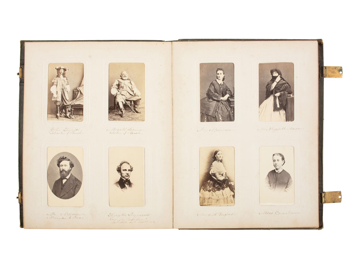 [EARLY PHOTOG.] CDV album of European and American notables, incl. royalty, statesmen, and authors.