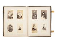 [EARLY PHOTOG.] CDV album of European and American notables, incl. royalty, statesmen, and authors.