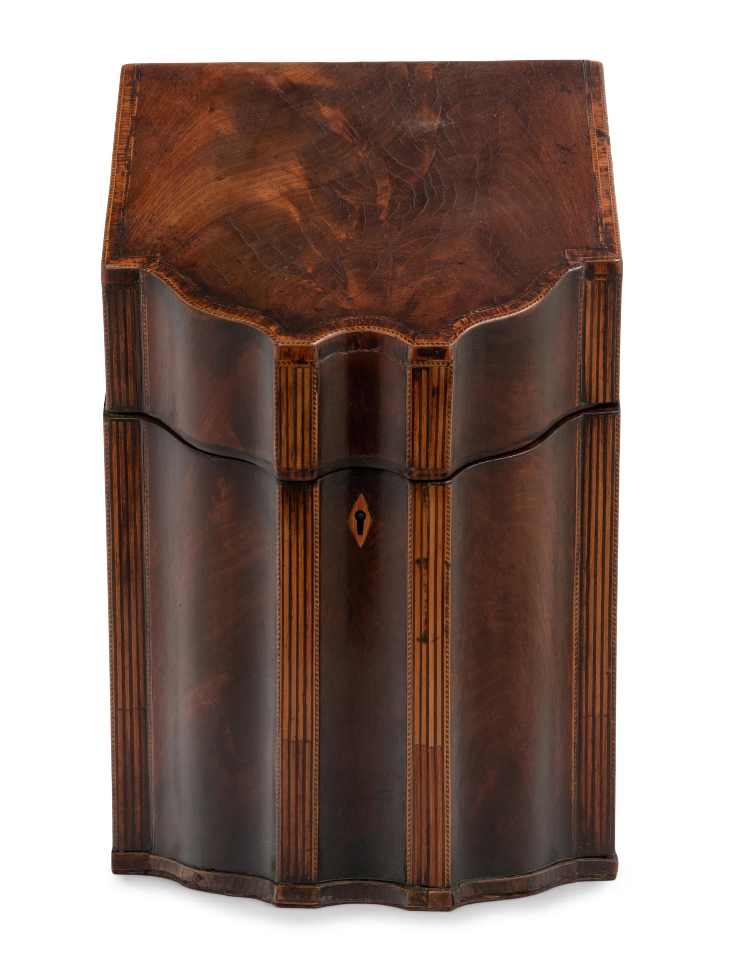 A George III Inlaid Mahogany Knife Box