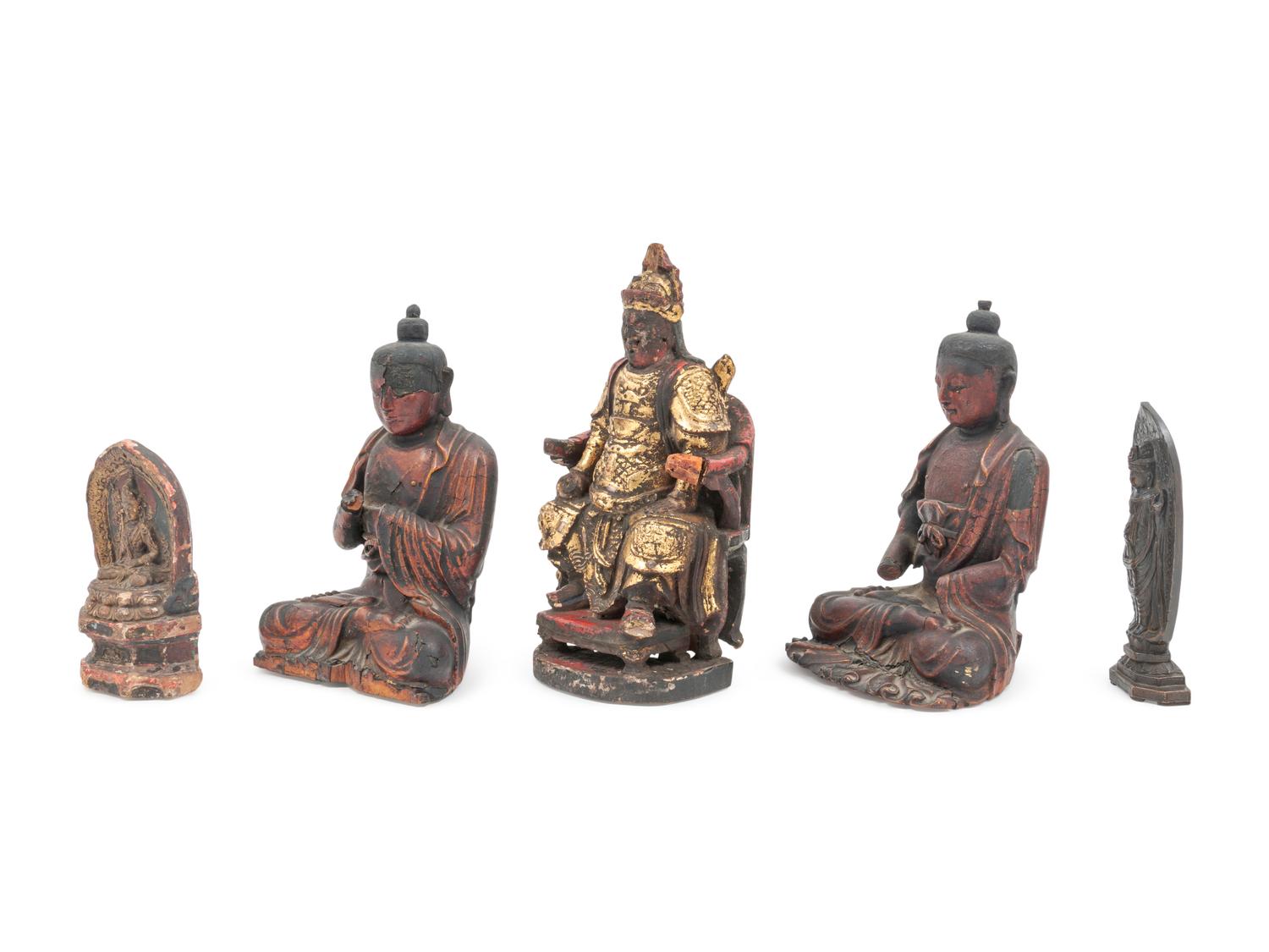 A Group of Five Carved Buddhas