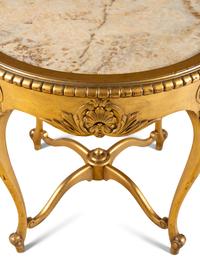 A Louis XV Style Giltwood Marble-Top Table