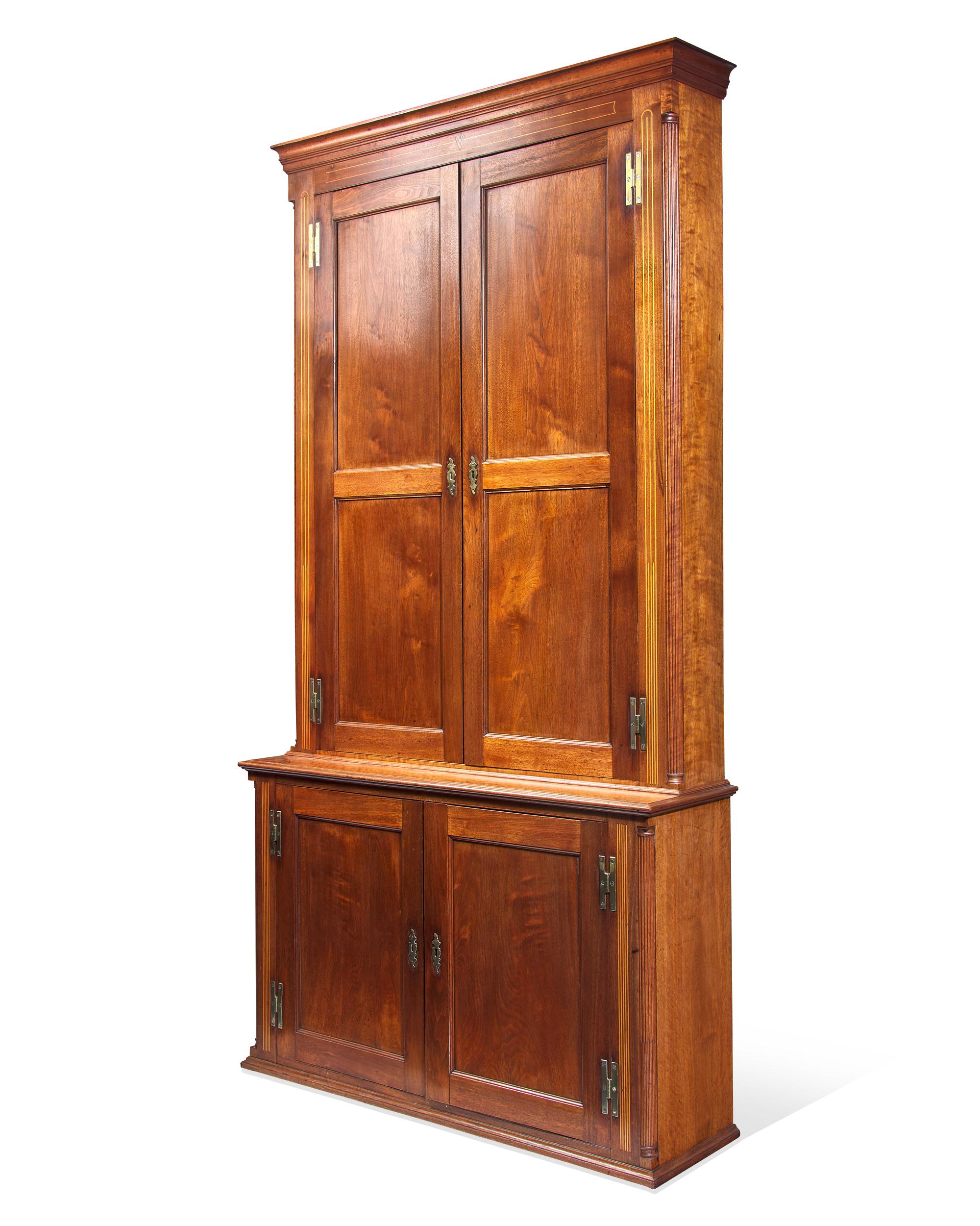 A Federal Inlaid Walnut Linen Press