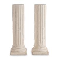 A Pair of White Plaster Fluted Columnar Pedestals