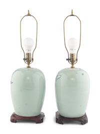A Pair of Chinese Urns Mounted as Lamps