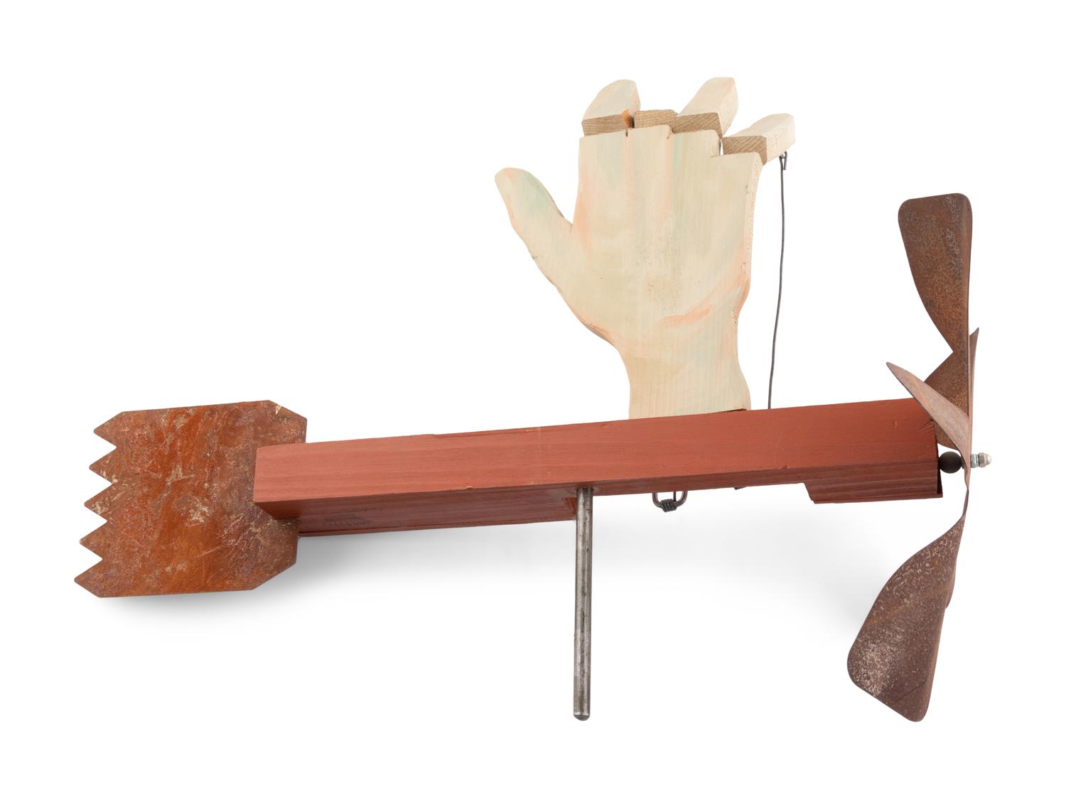 A Carved and Painted Wood Palm Reader Whirlgig