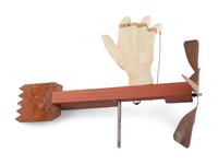 A Carved and Painted Wood Palm Reader Whirlgig
