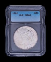 Two 1922 Peace $1 Coins (NGC MS64)