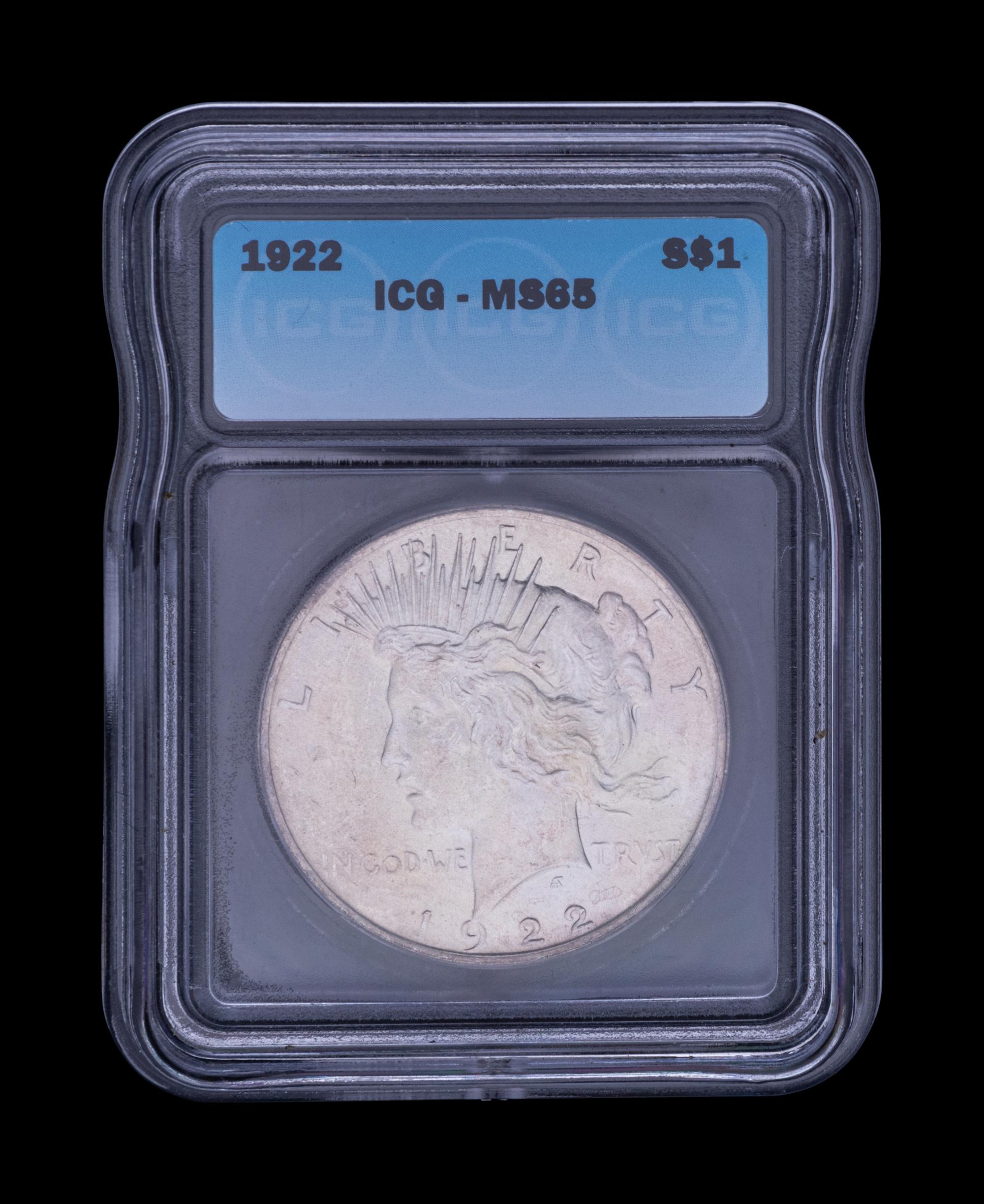 Two 1922 Peace $1 Coins (NGC MS64)
