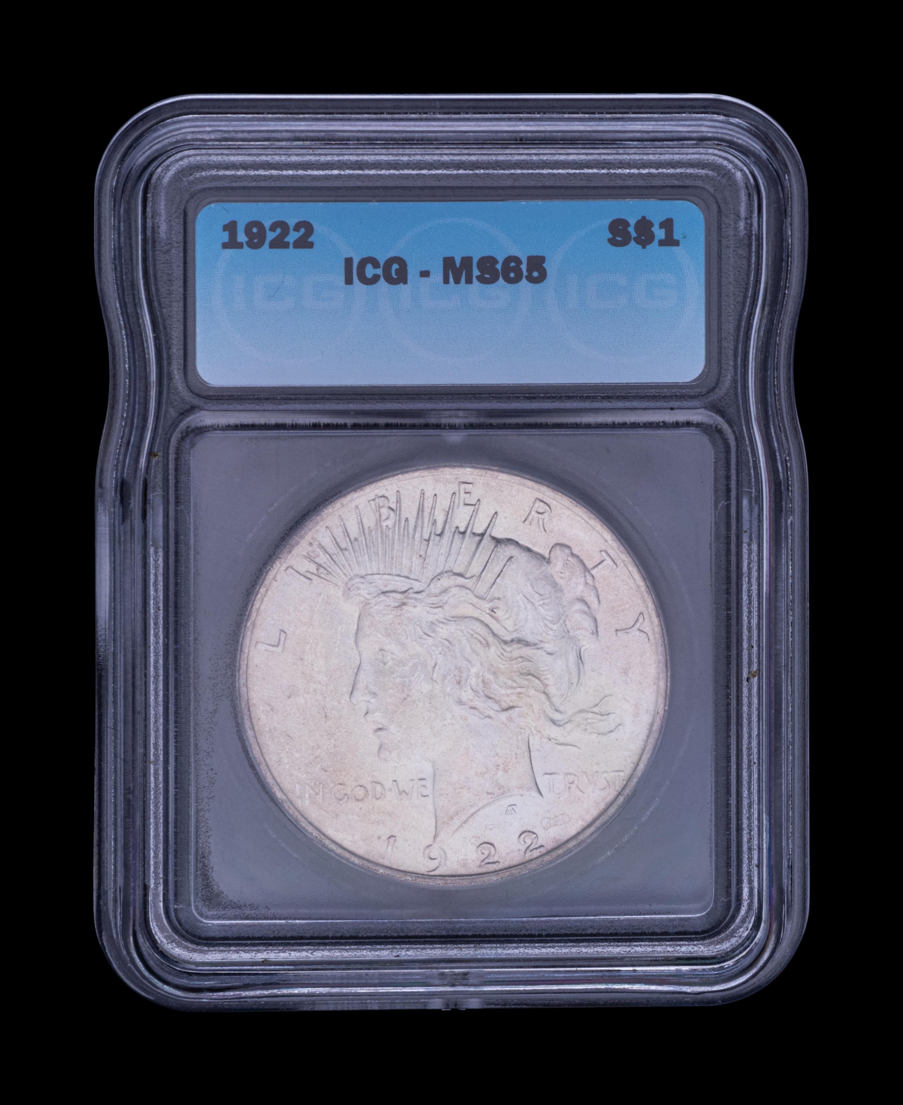 Two 1922 Peace $1 Coins (NGC MS64)