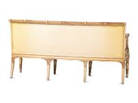 A Louis XVI Style Gold and Cream Paint Decorated Upholstered Settee