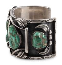 Navajo Large Men's Silver and Turquoise Cuff Bracelet