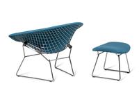 A Bertoia Diamond Chair and Ottoman
