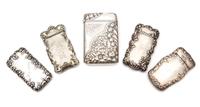 A Collection of Three American Silver Vesta Cases, Various Makers, comprising an R. Wallace & Sons, Wallingford, CT example with a volu