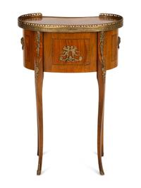 A Louis XV/XVI Transitional Style Gilt Metal Mounted Fruitwood Side Table