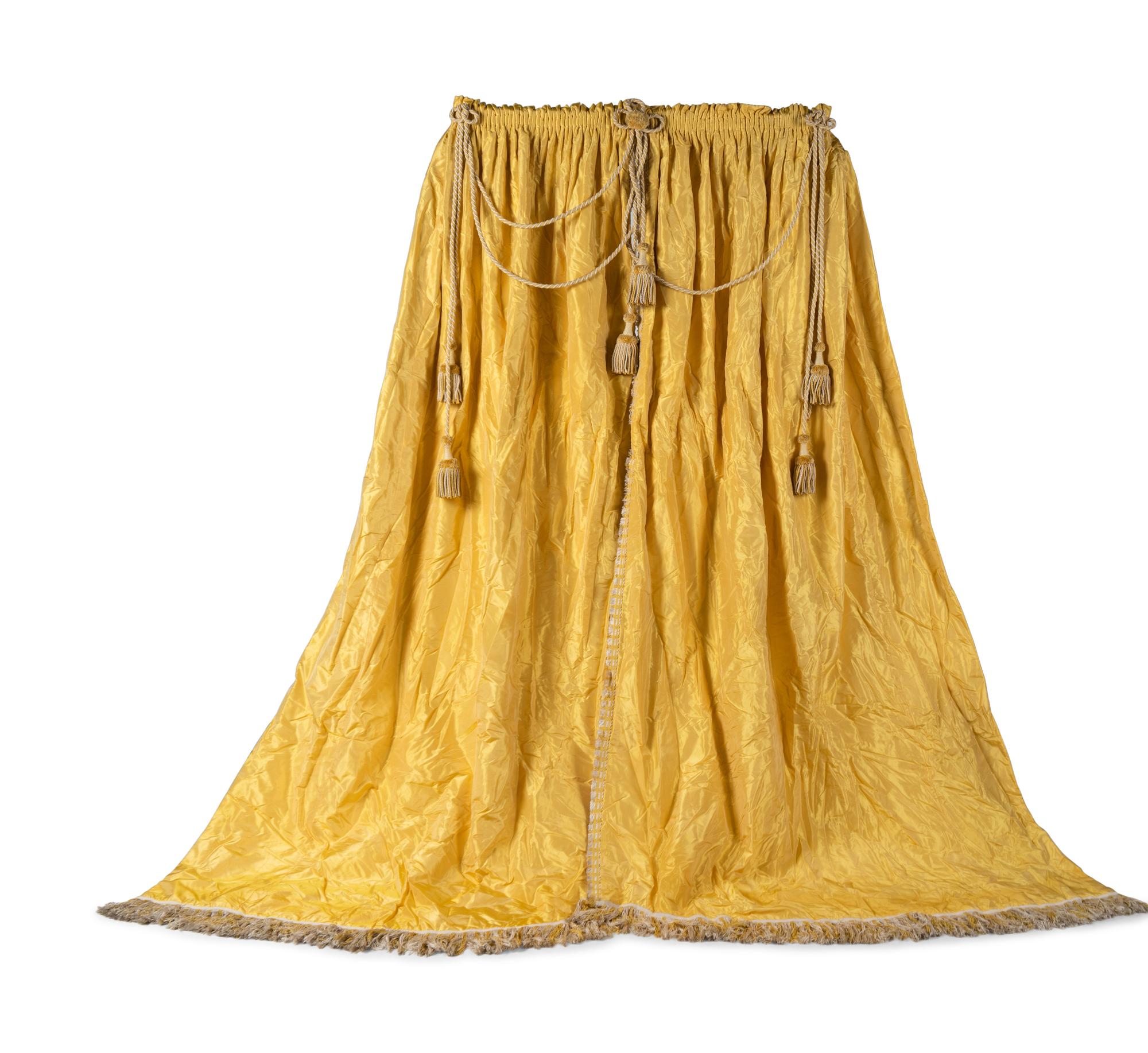 A Set of Three Drapery Panels and Two Drapery Valances
