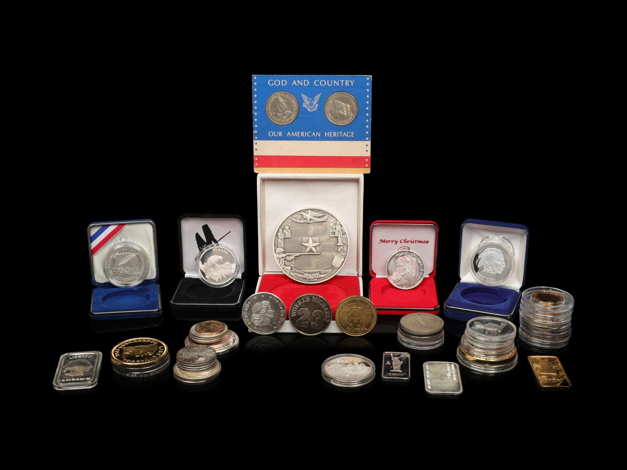 A Large Collection of Silver $1 Coins and Private Issue 1 oz. Silver Rounds