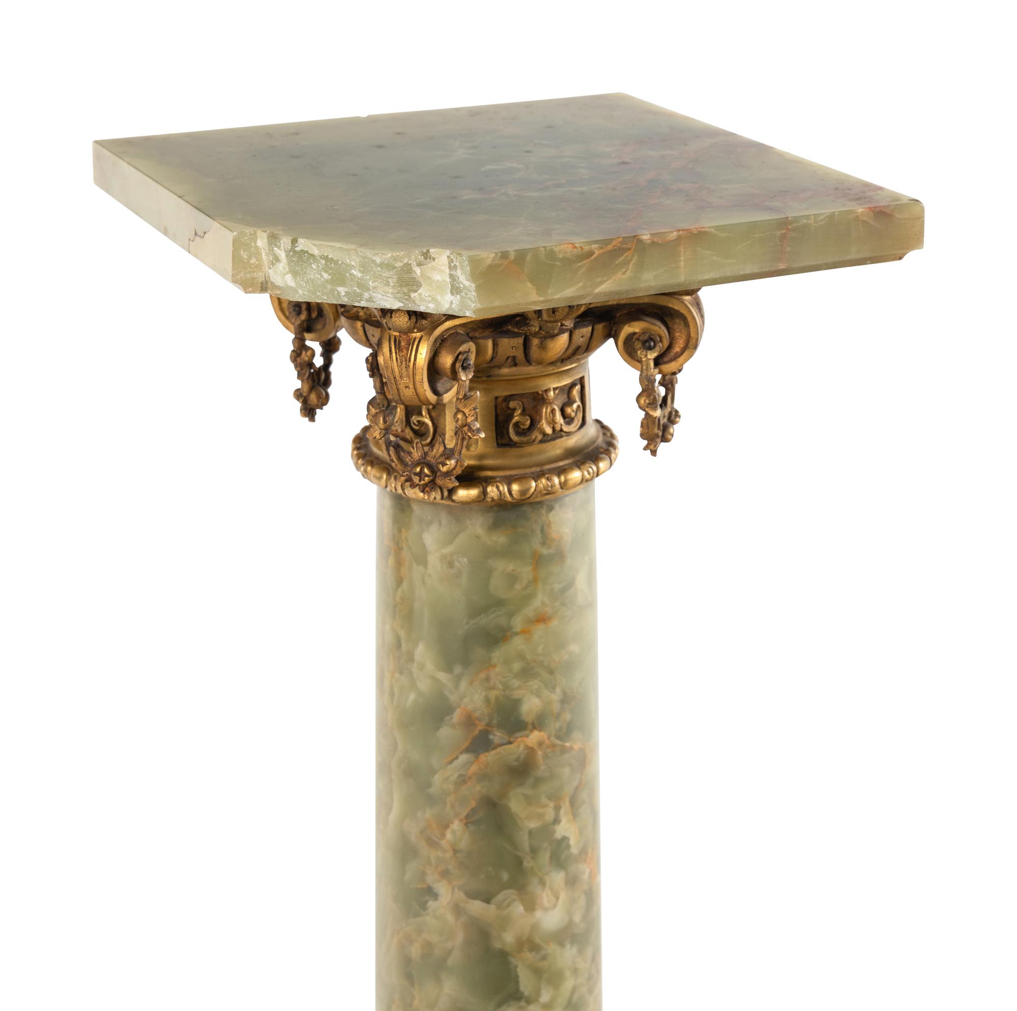 A Continental Gilt Bronze Mounted Onyx Pedestal
