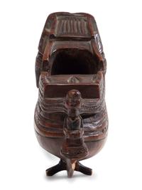 A French Prisoner of War Carved Boxwood Ship-Form Snuff Box