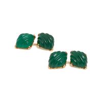 YELLOW GOLD AND CARVED CHALCEDONY CUFFLINKS